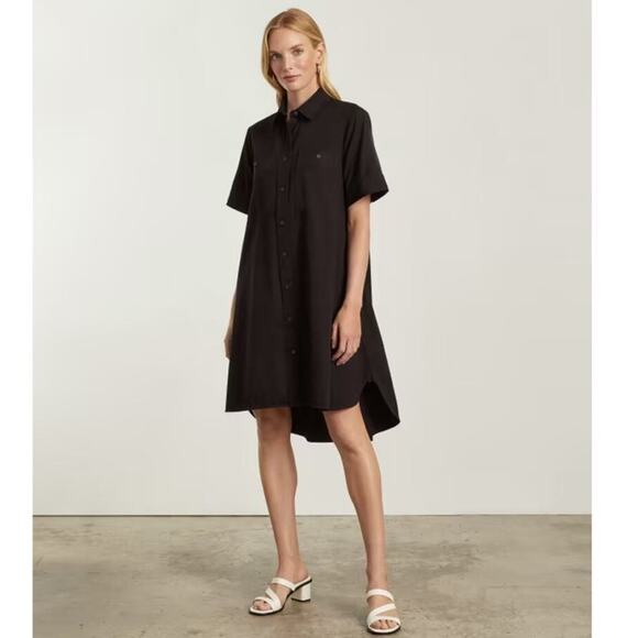 Everlane The Daytripper Shirt Dress Black XS NWT Button Front Pockets Short - Picture 4 of 10